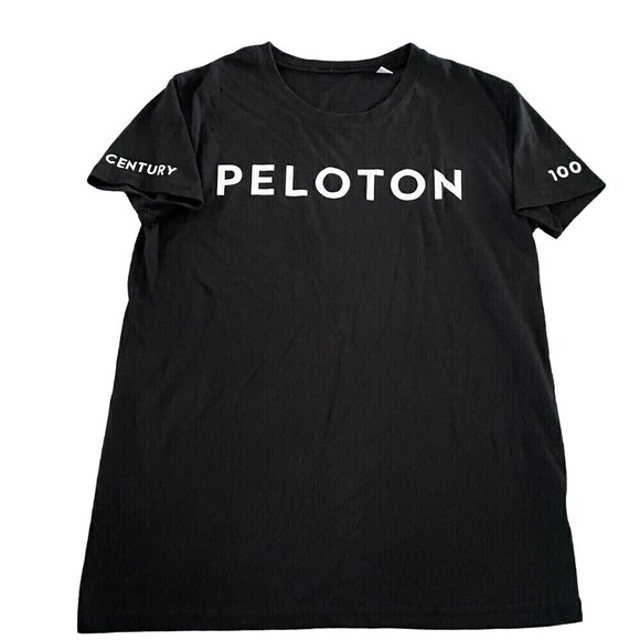 Peloton Century 100 Cycling Biking T Shirt Size Small Black Athletic Gym Spin - Picture 1 of 8
